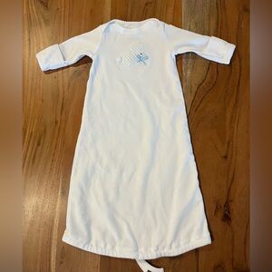 Newborn gown with blue bunny